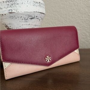Tory Burch Burgundy and Pink Wallet